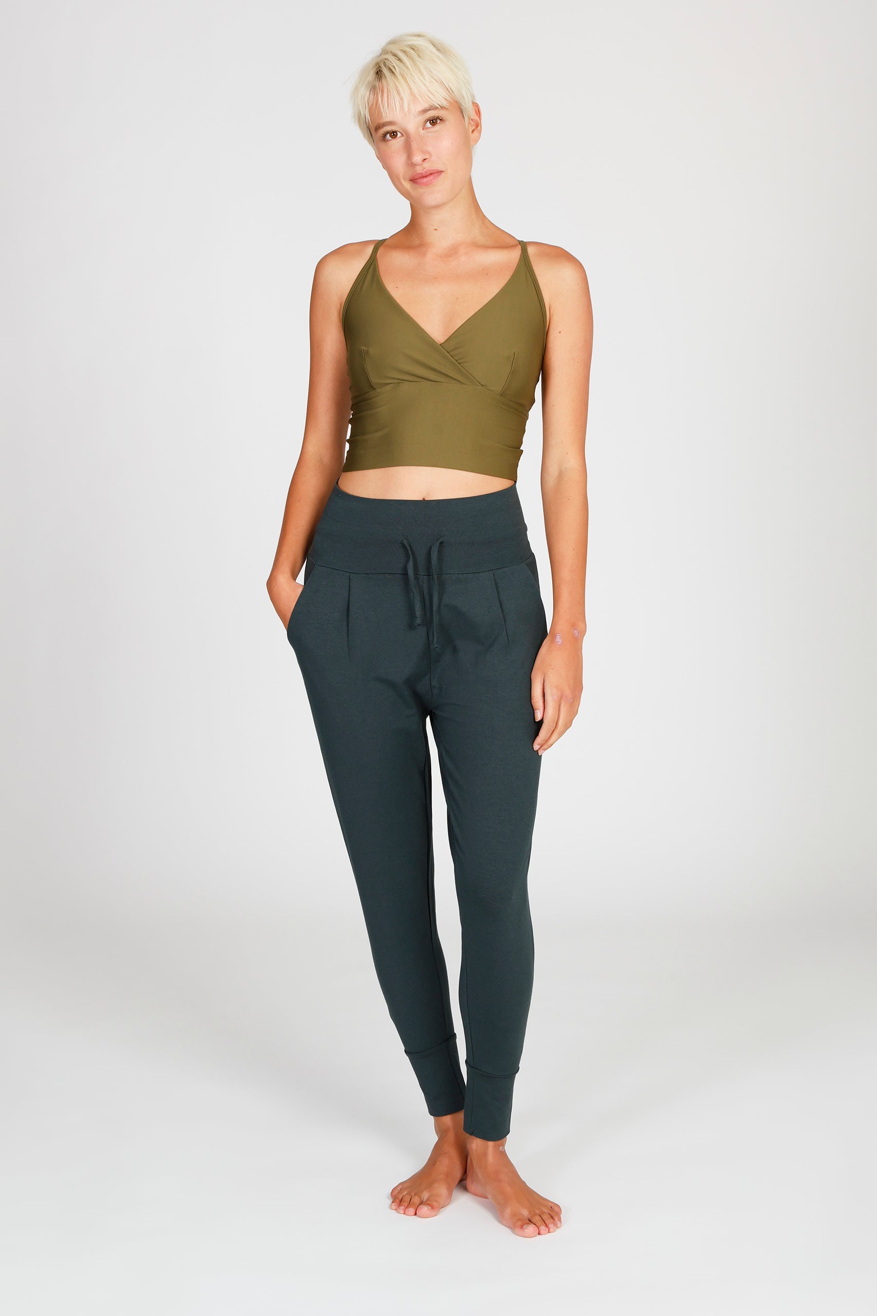 Lux Crop Top Olive Cosy Pants Seaweed