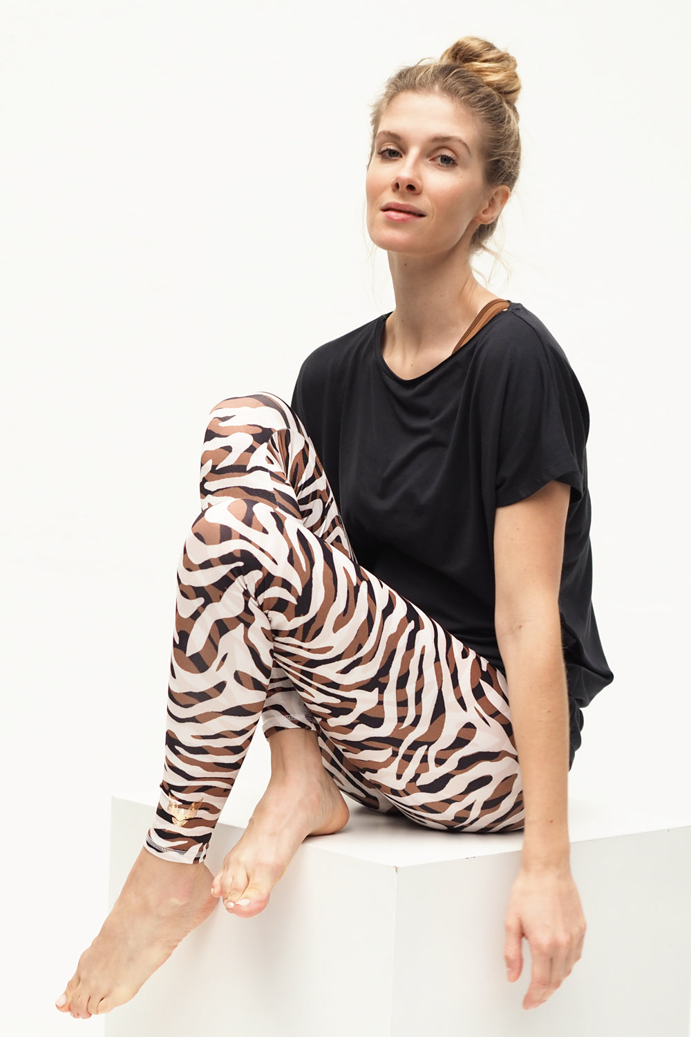 Yoga Leggings Ganga 7/8 - Camou White Brown-Kismet Yogastyle