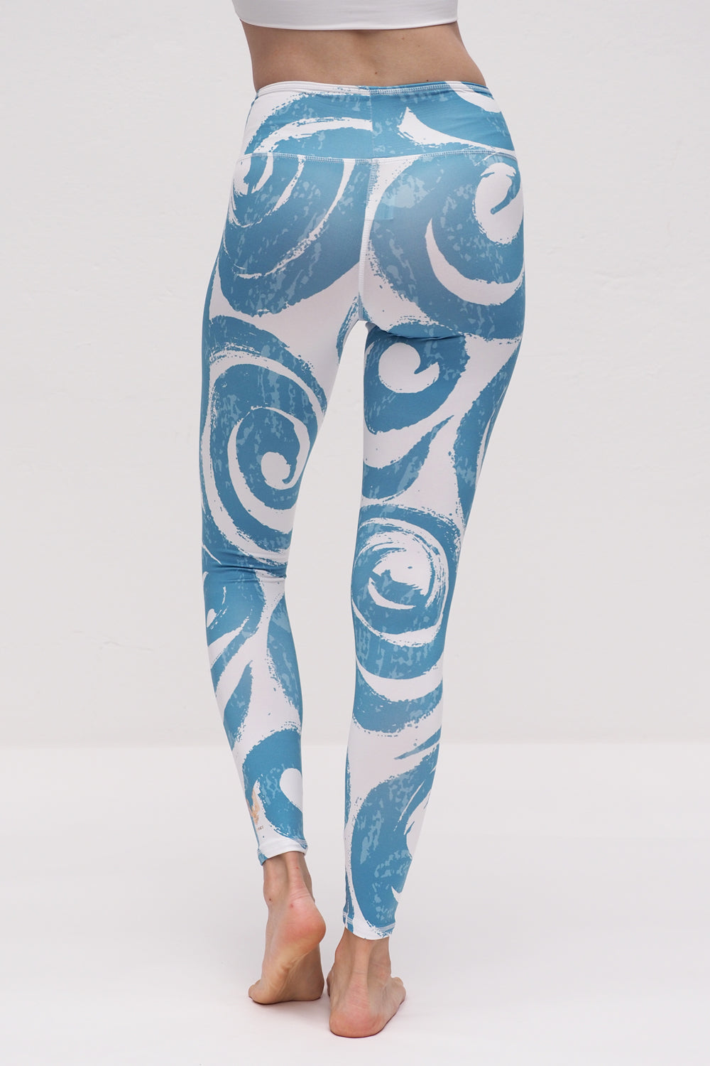 Ganga Leggings circle white turquoise_Kismet Yogastyle