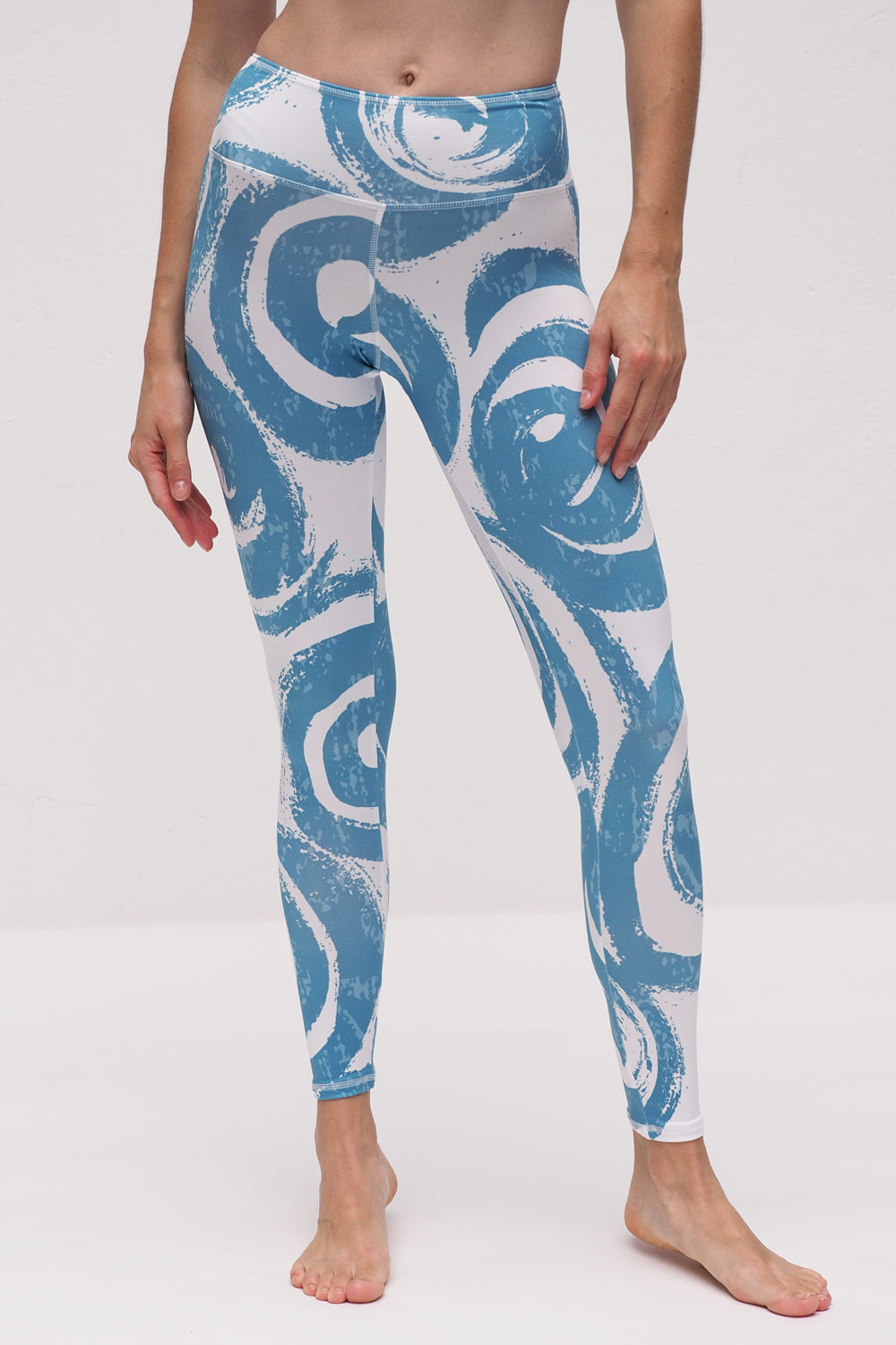 Ganga Leggings circle white turquoise_Kismet Yogastyle