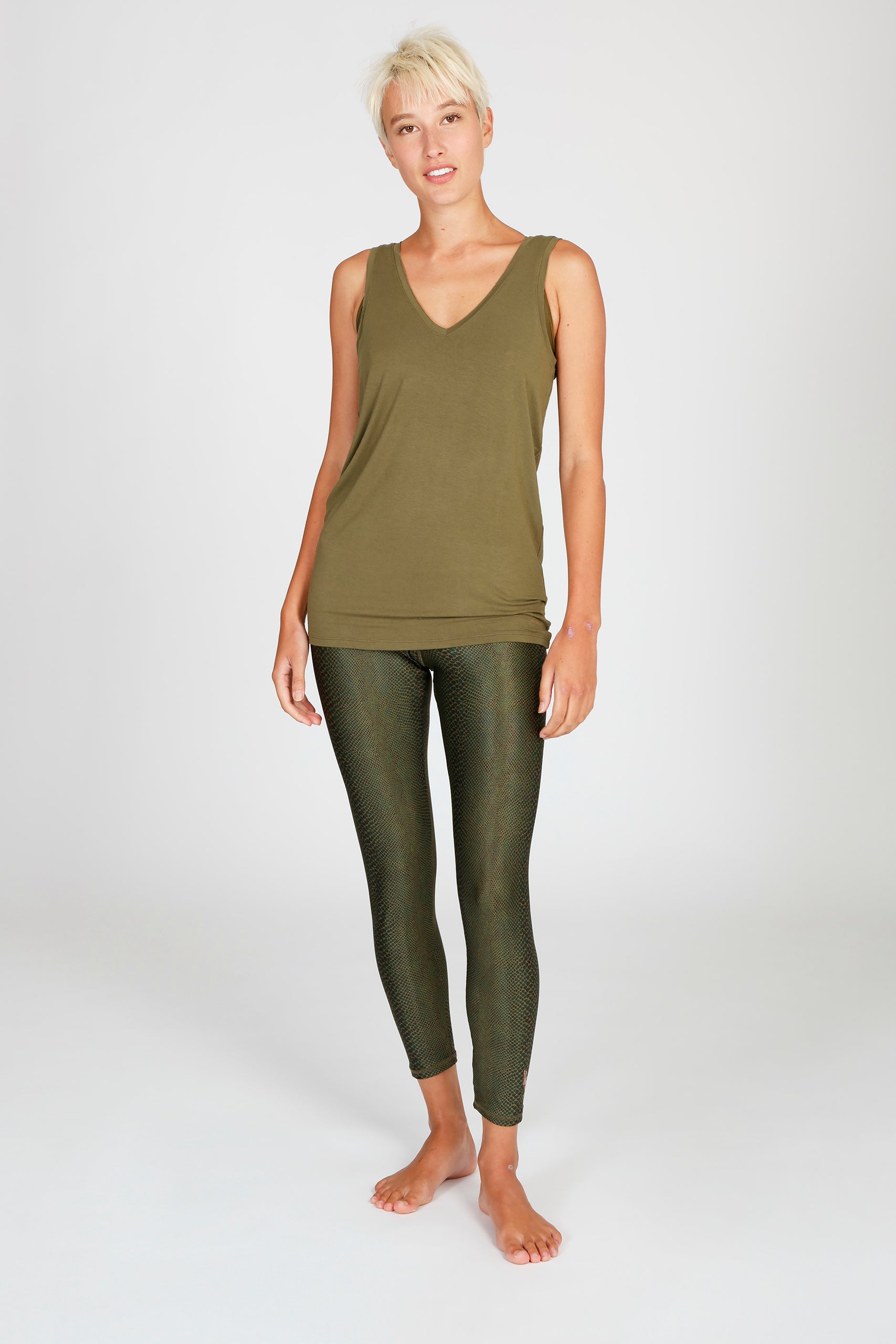 Cosy Tank This Olive Lux Leg Olive Snake