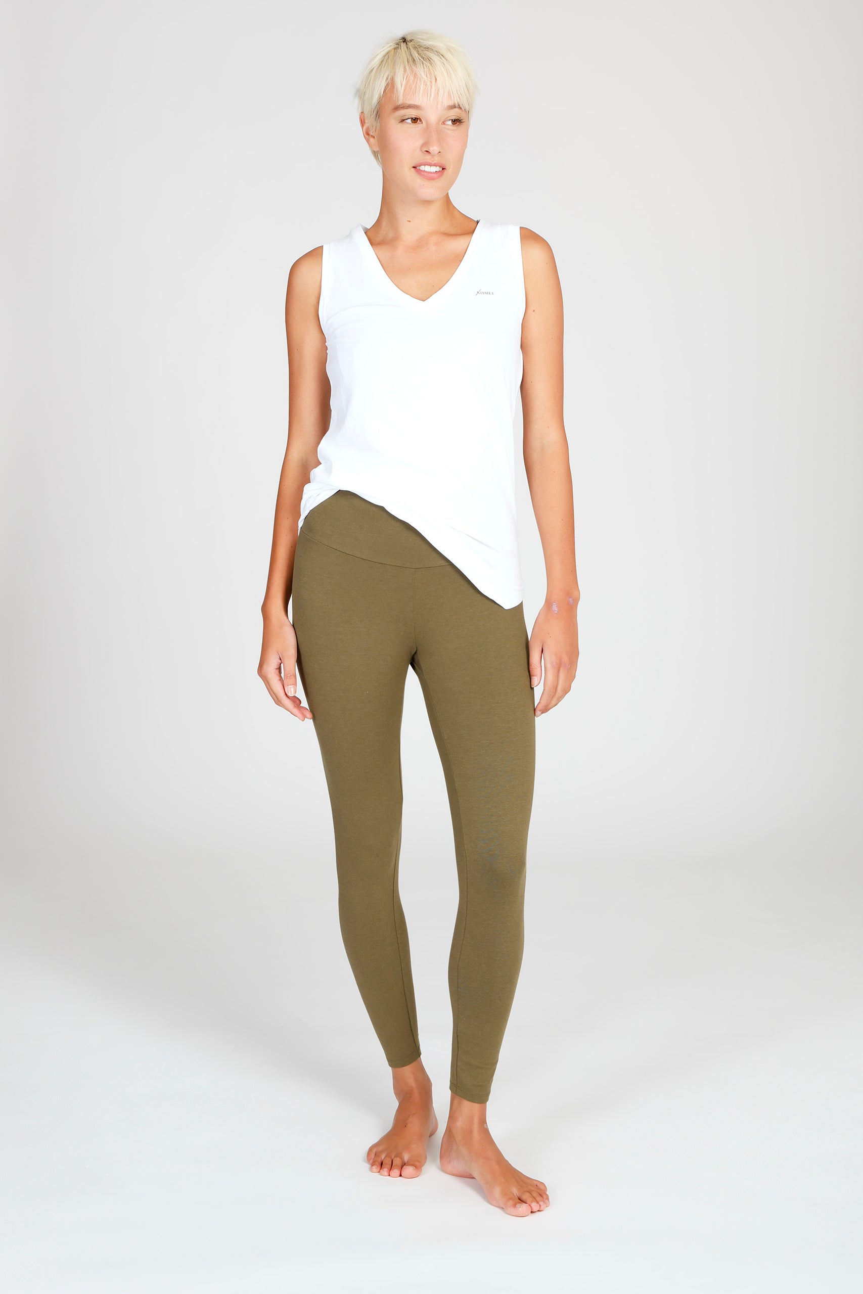 Perfect Tank White Love Leg Olive