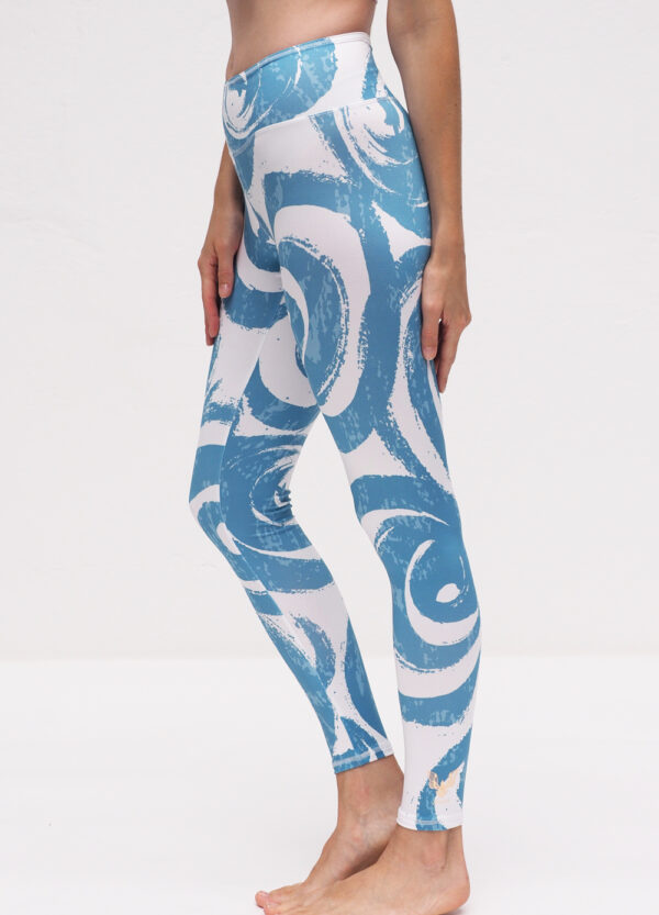 Ganga Leggings circle white turquoise_Kismet Yogastyle